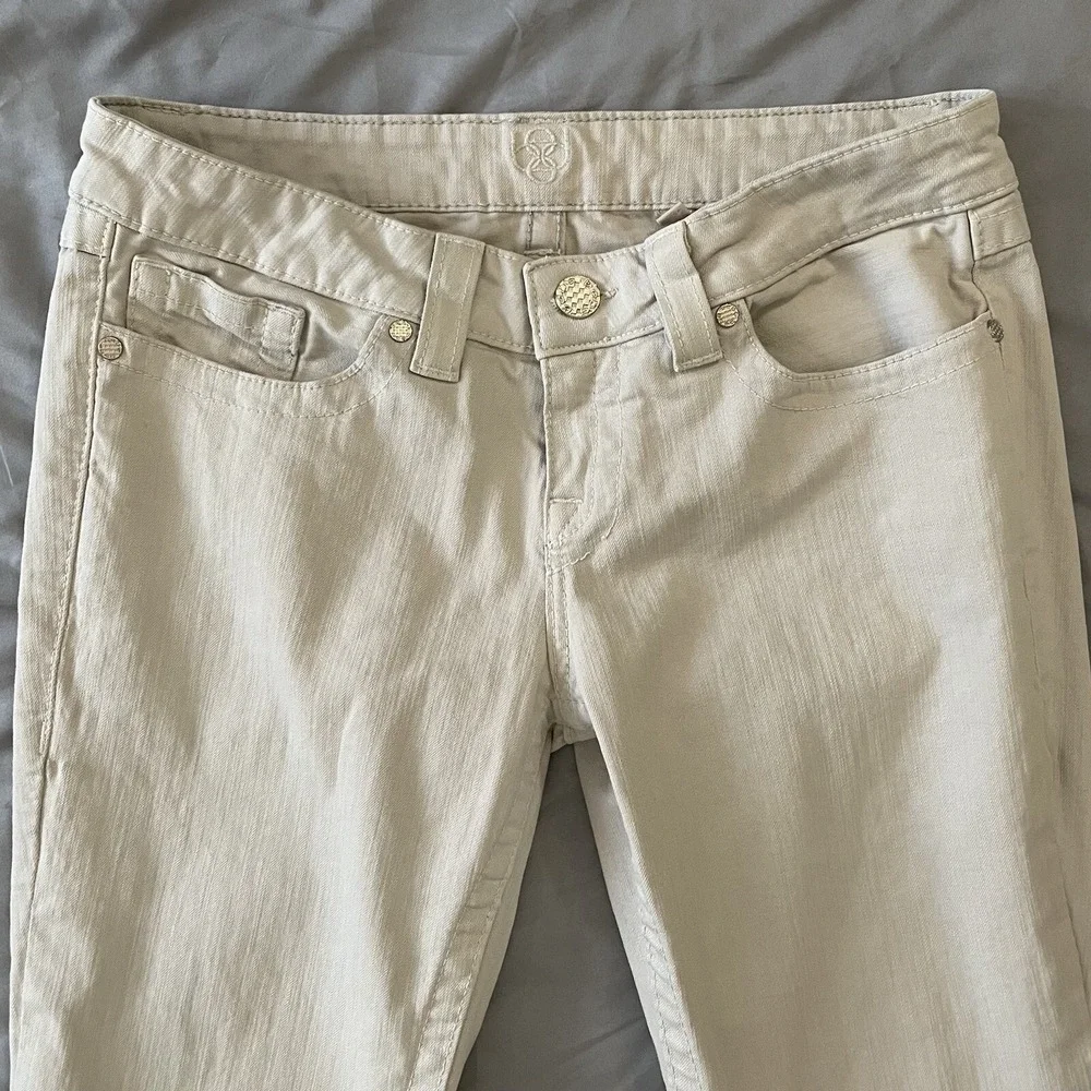 Bebe Jeans Womens 30 Kayla Chained Embroidered Flared Gray - Picture 4 of 12